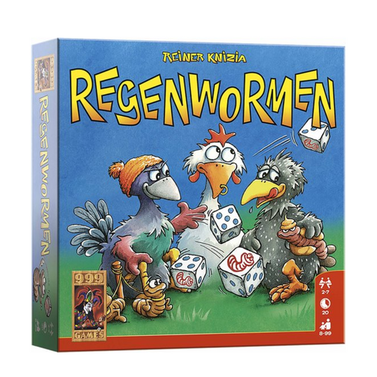 Regenwormen van 999 Games dobbelspel van spelontwerper Reiner Knizia