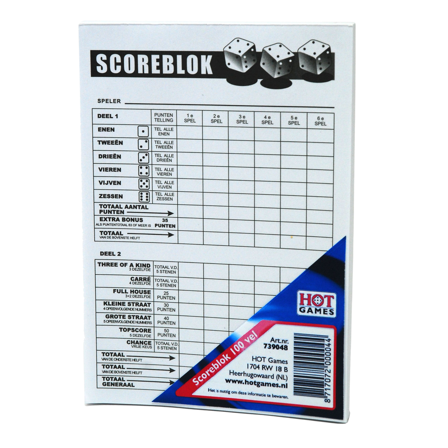 Scoreblok 100 Vel – onmisbaar voor Yahtzee