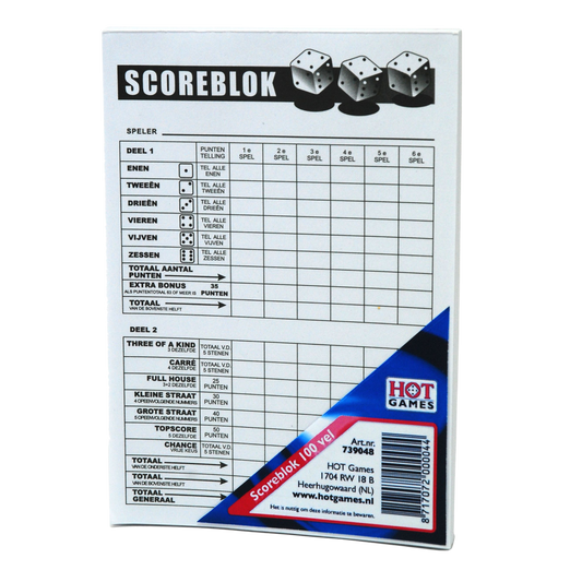 Scoreblok 100 Vel – onmisbaar voor Yahtzee